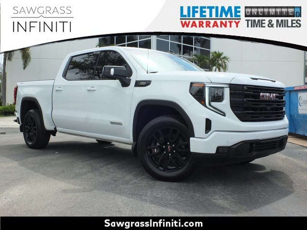 2025 GMC Sierra 1500 Elevation in Summit White — front three-quarter view