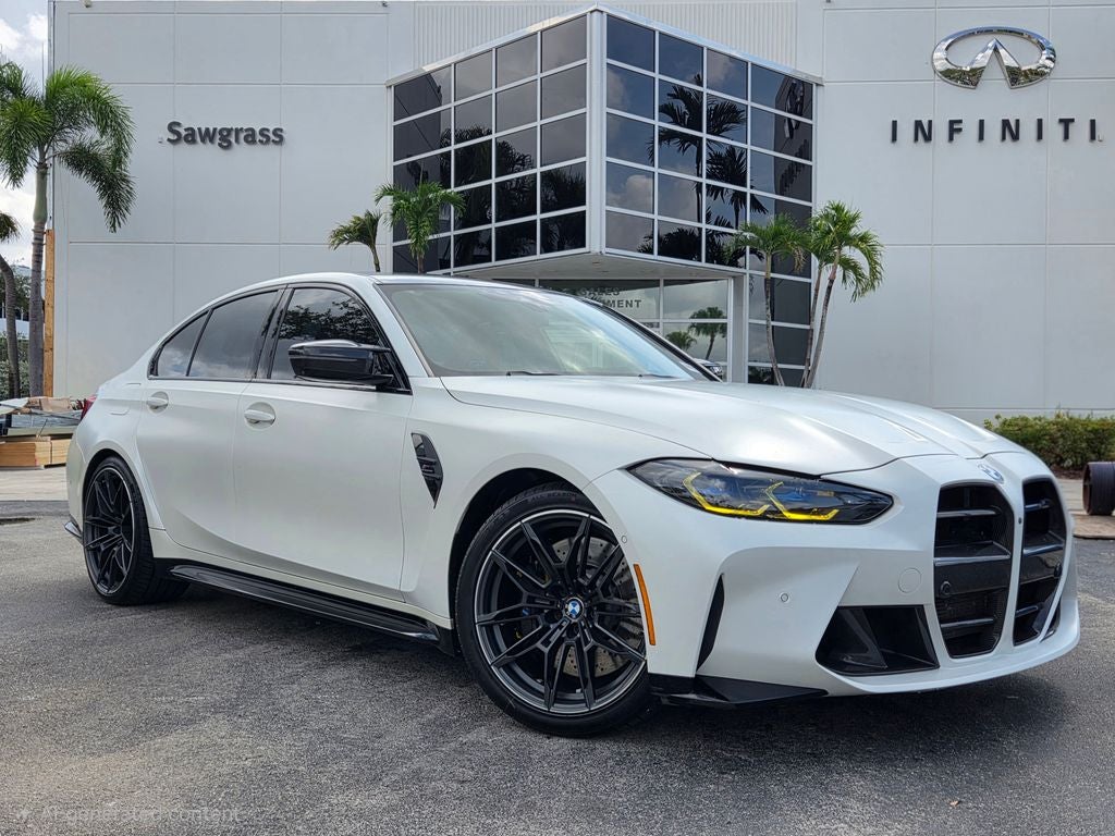 2021 BMW M3 Competition 700+ HP FROZEN WHITE PAINT, EXHUAST & MORE! in Frozen Brilliant White Metallic — front three-quarter view