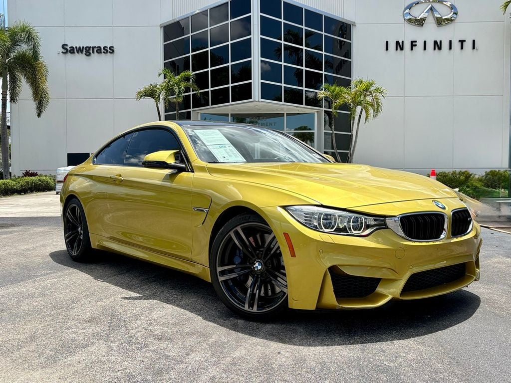 2016 BMW M4 Base EXECUTIVE PACKAGE, FACTORY AIR SUSPENSION & MORE! in Austin Yellow Metallic — front three-quarter view