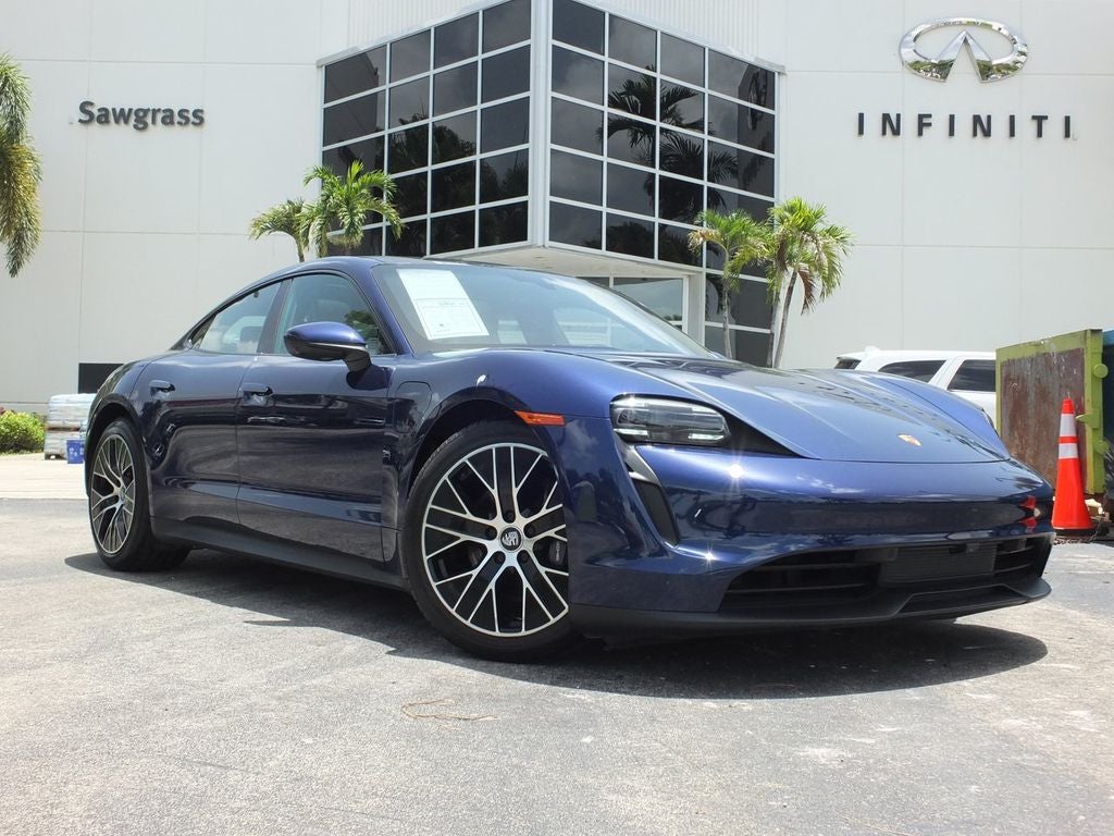 2023 Porsche Taycan Base in Blue — front three-quarter view