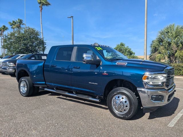 2024 RAM 3500 Laramie in Patriot Blue Pearlcoat — front three-quarter view