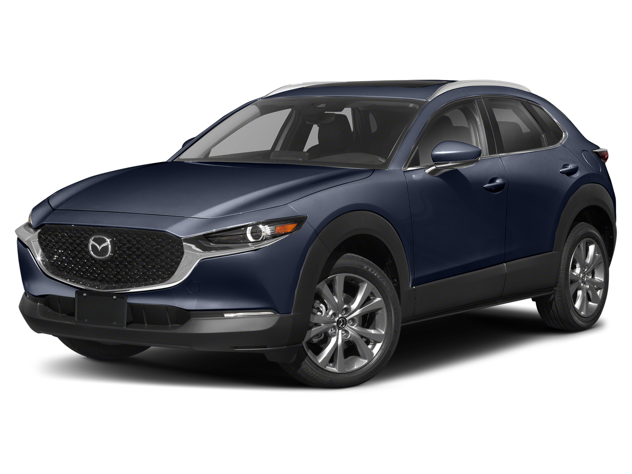 2022 Mazda Mazda CX-30 2.5 S Preferred Package in Deep Crystal Blue Mica — front three-quarter view