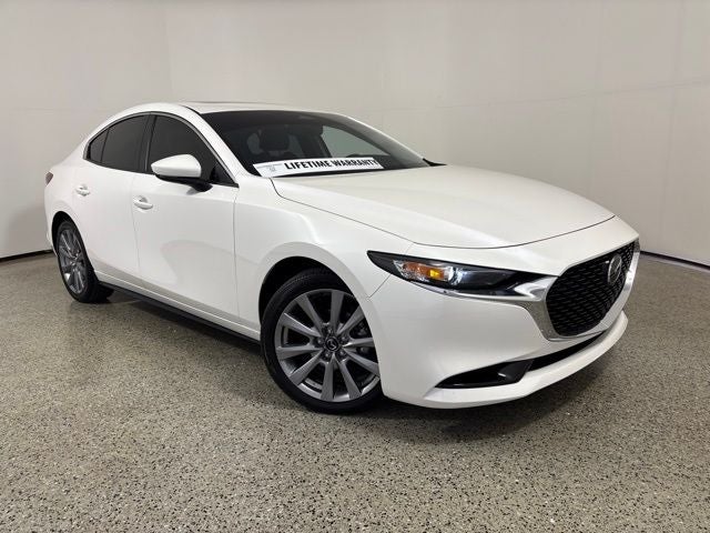 2026 Mazda Mazda3 Sedan 2.5 S Preferred in Snowflake White Pearl Mica — front three-quarter view
