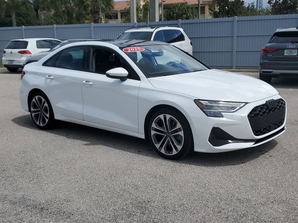 2025 Audi A3 40 Premium Plus quattro in Arkona White — front three-quarter view