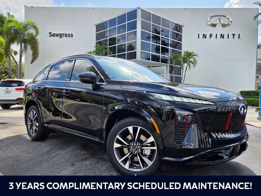 2027 INFINITI QX65 LUXE in Black Obsidian — front three-quarter view