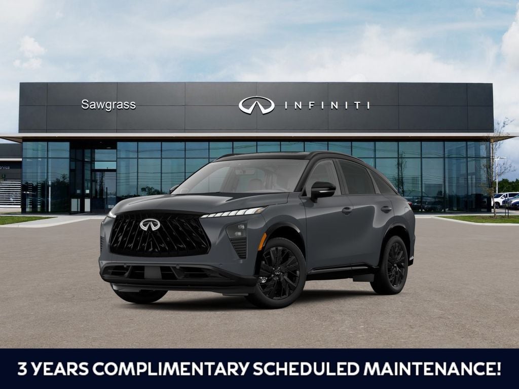2027 INFINITI QX65 SPORT in Obsidian Black — front three-quarter view