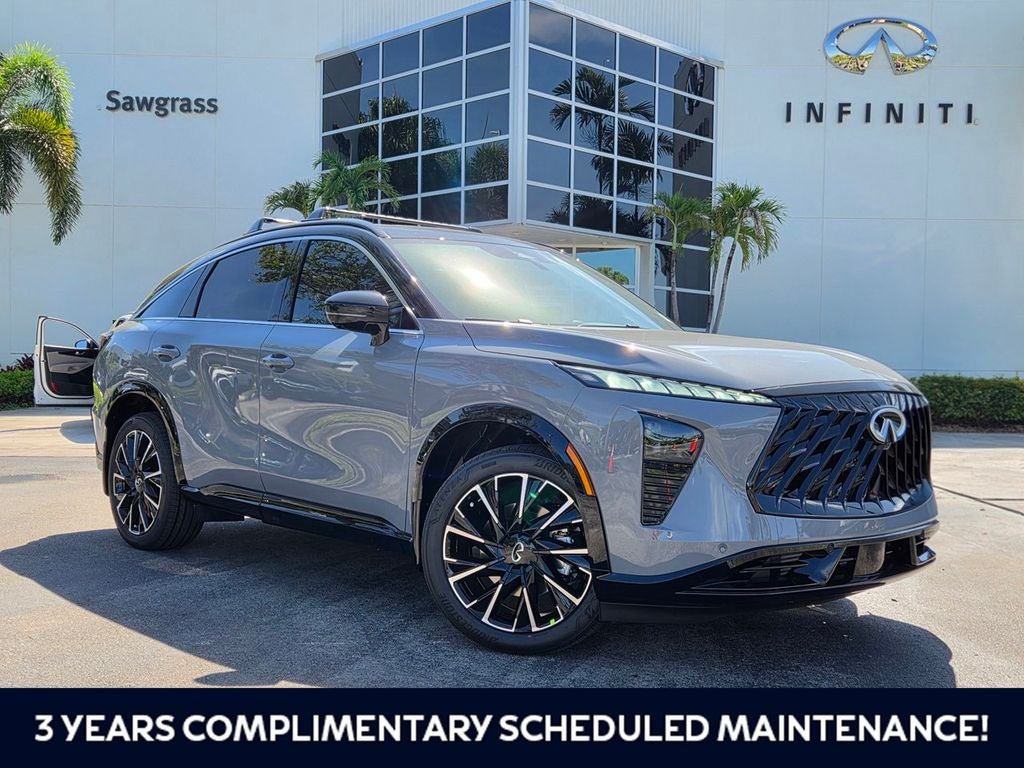 2027 INFINITI QX65 AUTOGRAPH in Obsidian Black — front three-quarter view
