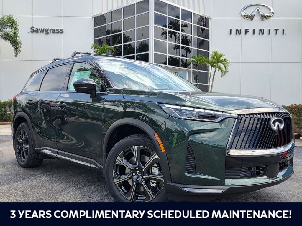 2027 INFINITI QX60 Autograph in Black Obsidian — front three-quarter view