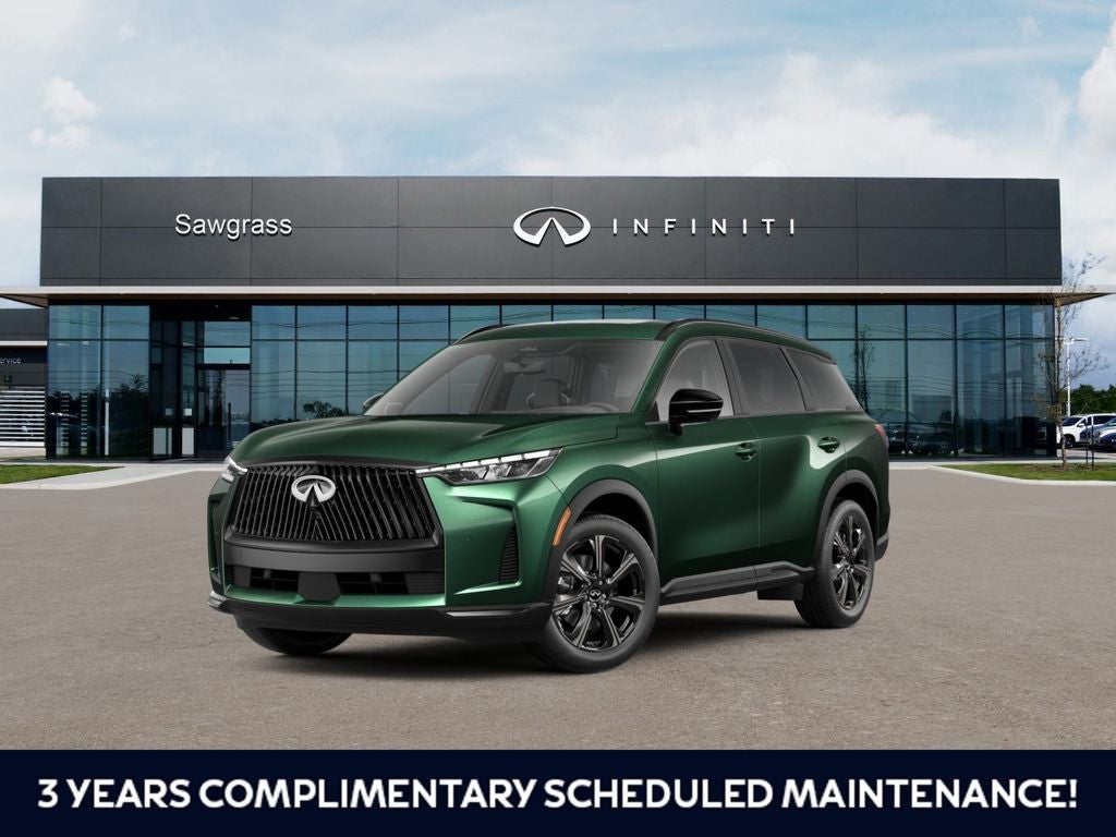 2027 INFINITI QX60 Autograph in Deep Emerald — front three-quarter view