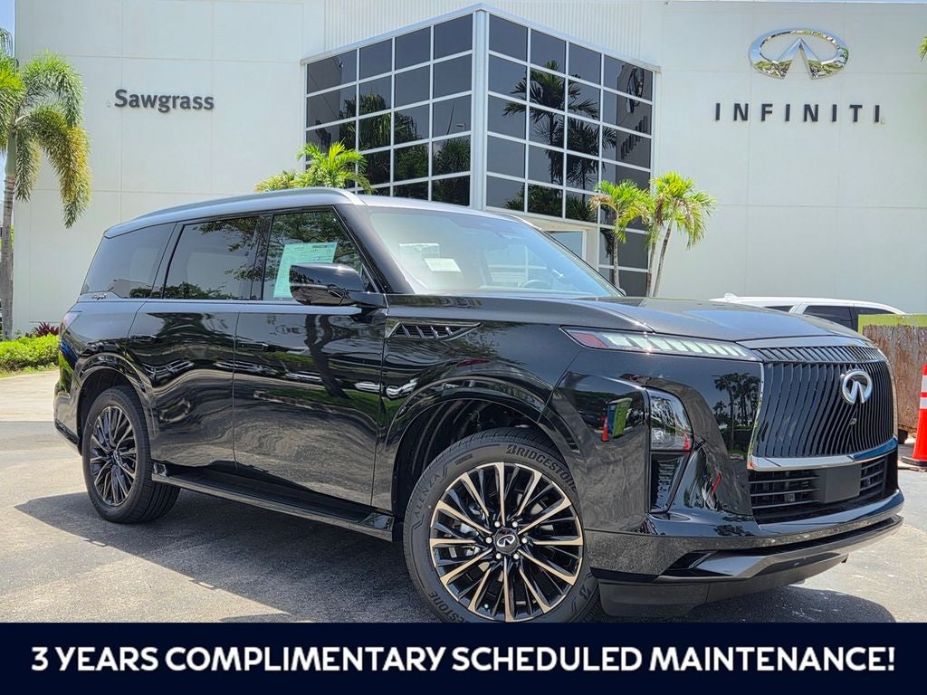 2026 INFINITI QX80 AUTOGRAPH in Black / Graphite — front three-quarter view